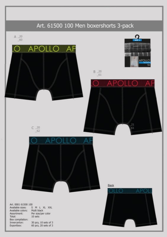 Apollo Heren Boxershorts 3-Pack 000161500100 1 / 1