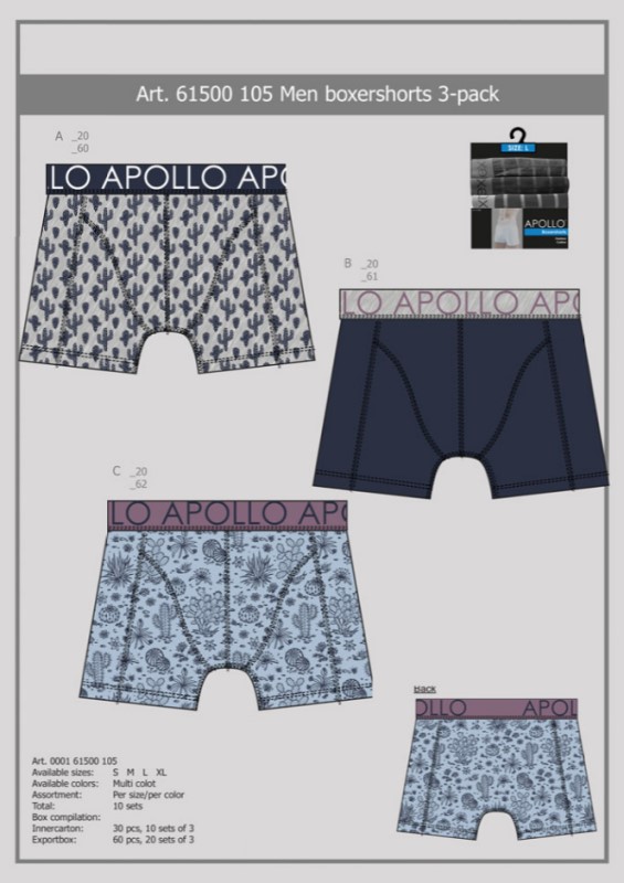 Apollo Heren Boxershorts 3-Pack 000161500105 1 / 1