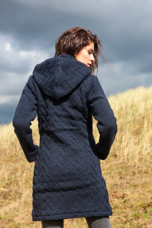 Pure Wool damesvest lang Sharon WJK-1709 Marine 2 / 6