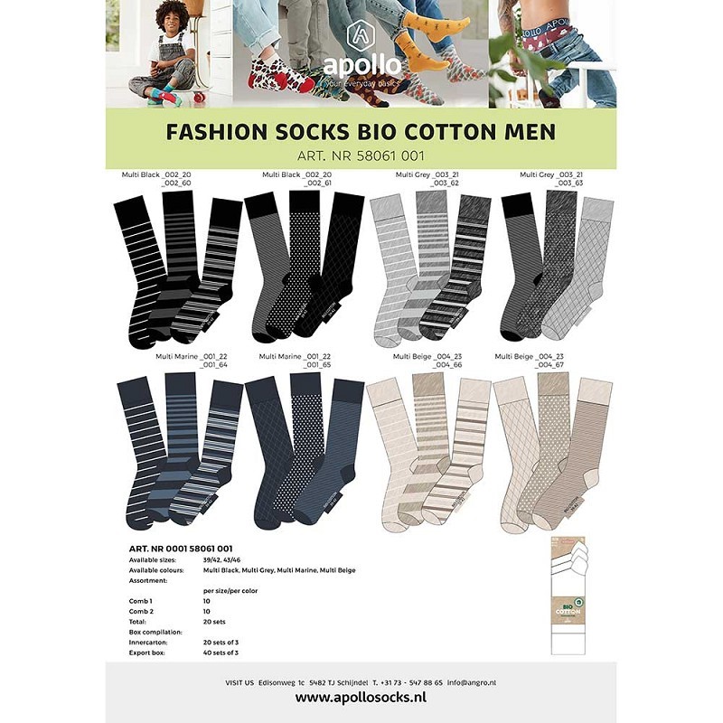 Apollo Bio Katoenen Fashion Sokken 3-Pack 000158061001 1 / 6