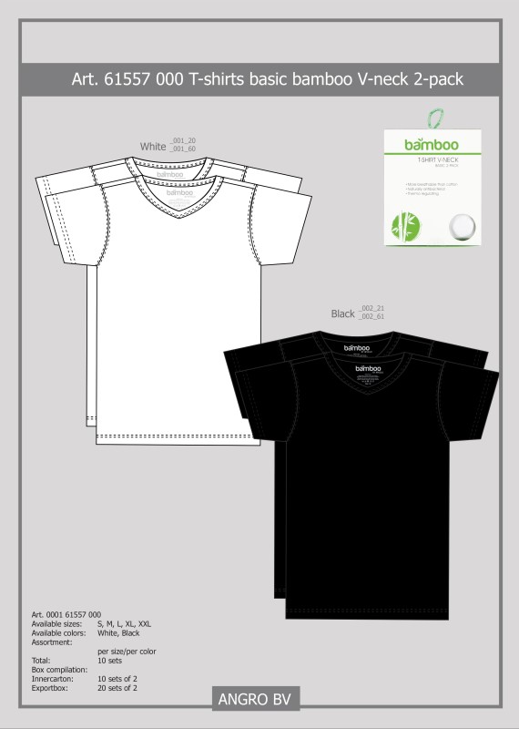 Bamboo T-shirts V-hals 2-pack 000161557000 (Verbouwing) 1 / 4