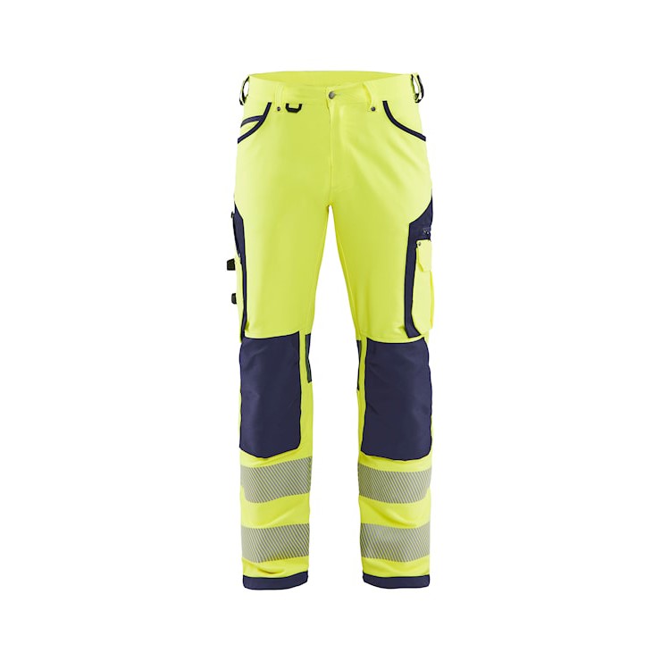 Blåkläder High-Vis werkbroek met 4-weg stretch zonder spijkerzakken 11971642 Geel/Marineblauw 1 / 2