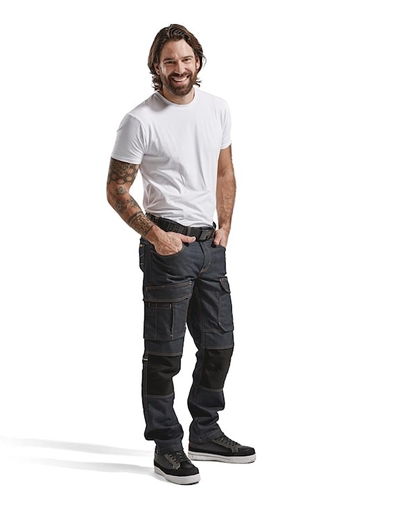 Blåkläder Service werkbroek denim 14971141 Marineblauw/Zwart 2 / 2