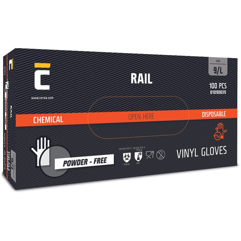 Cerva Rail Niet-Gepoederde Vinyl handschoenen (Doos=100stk) 2 / 2