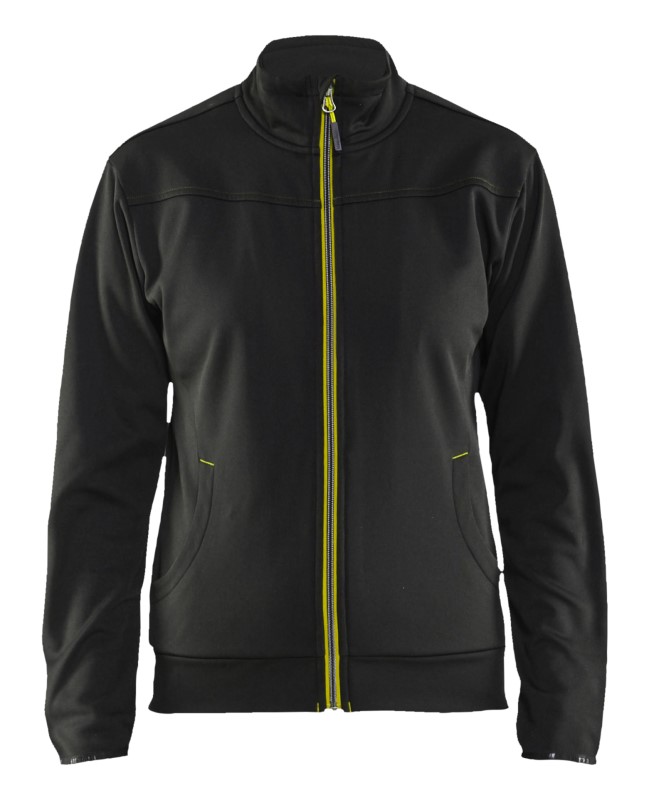 Blåkläder Dames service Sweatshirt met rits 33942526 Zwart/High-Vis Geel 1 / 1