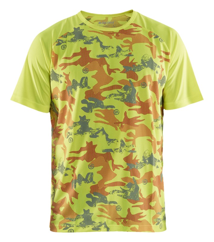 Blåkläder T-Shirt functioneel camo 34251011 High-Vis Geel/Grijs 1 / 1