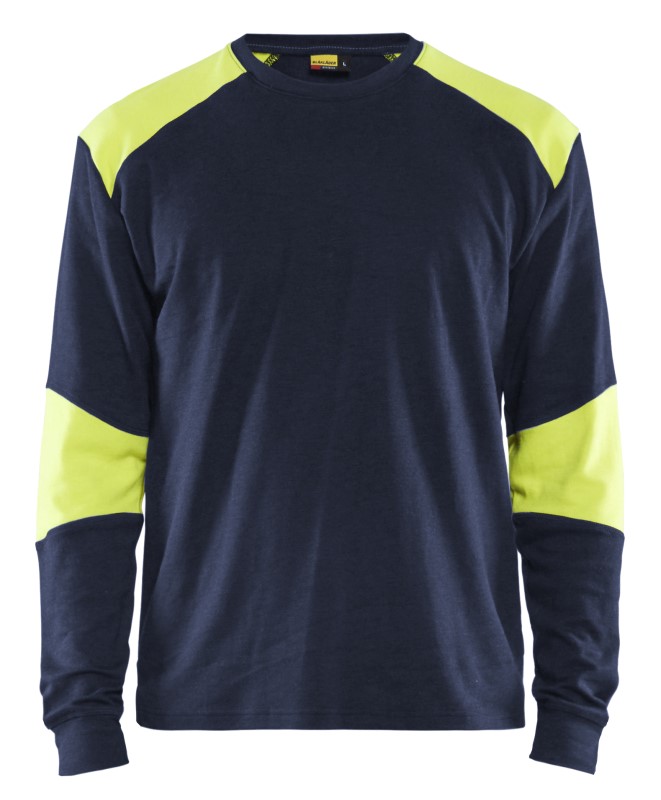 Blåkläder Vlamvertragend T-Shirt lange mouwen 34571761 Marine/High-Vis Geel 1 / 1