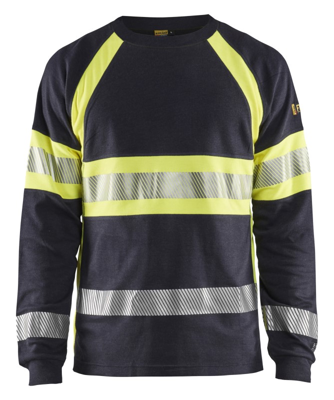 Blåkläder Vlamvertragend T-Shirt lange mouwen 34841761 Marine/High-Vis Geel 1 / 1