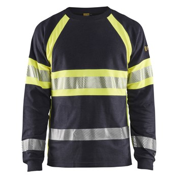 Blåkläder Vlamvertragend T-Shirt lange mouwen 34841761 Marine/High-Vis Geel 1 / 1