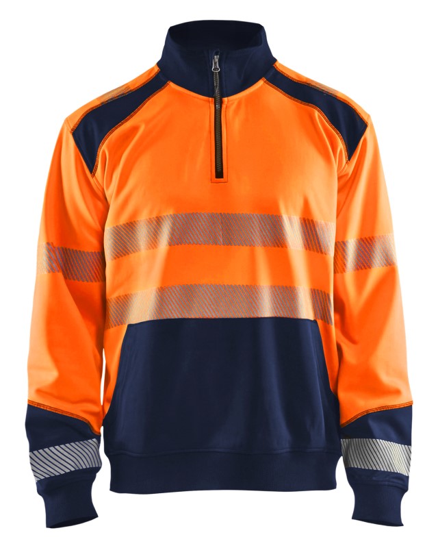 Blåkläder Sweatshirt halve rits High-Vis 35562528 High-Vis Oranje/Marineblauw 1 / 1