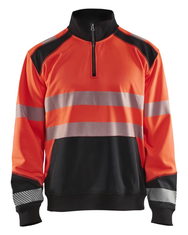 Blåkläder Sweatshirt halve rits High-Vis 35562528 High-Vis Rood/Zwart 1 / 1