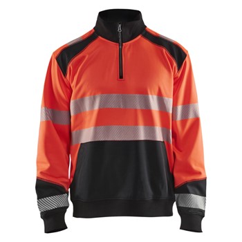 Blåkläder Sweatshirt halve rits High-Vis 35562528 High-Vis Rood/Zwart 1 / 1