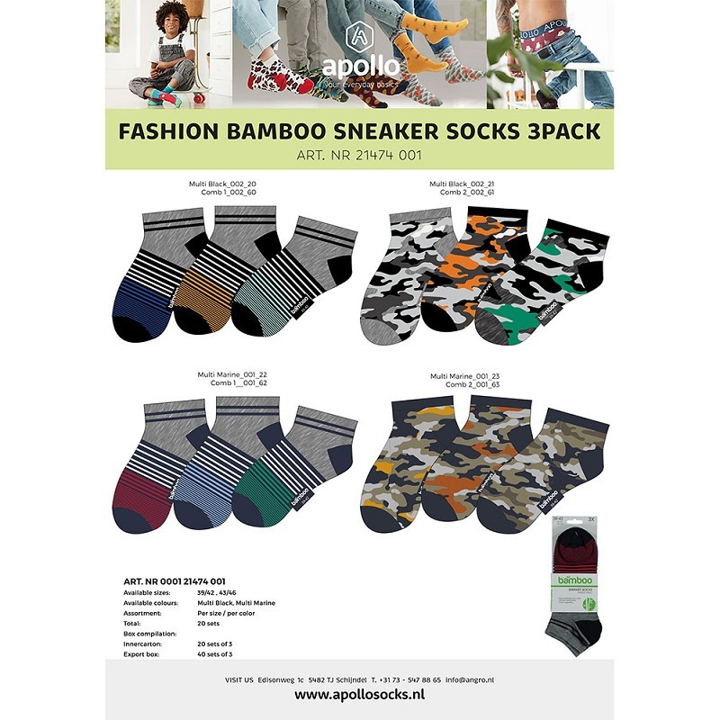 Bamboo Basic Mannen Sneakersocks 3-Pack 000121474001 1 / 6