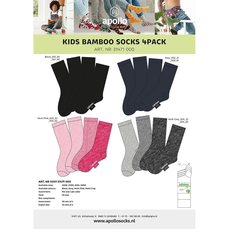 Bamboo Basic Kids Sokken 4-Pack 000131471000 1 / 1