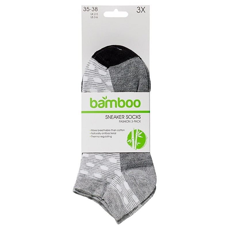 Bamboo Dames Sneakersocks 3-Pack 000131474001 6 / 6