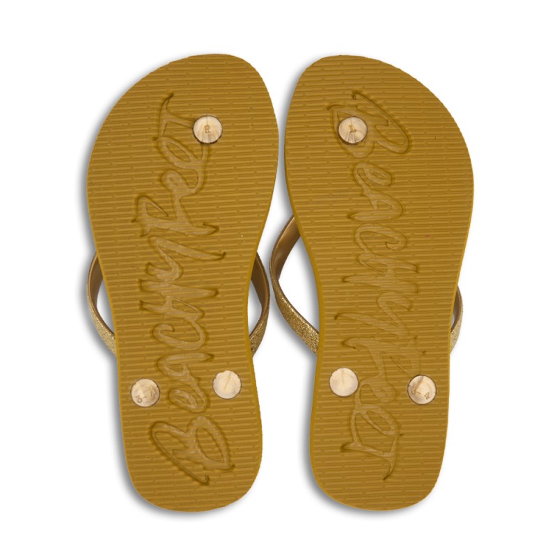 BeachyFeet Dames Teenslippers Golden Shimmer 2 / 3