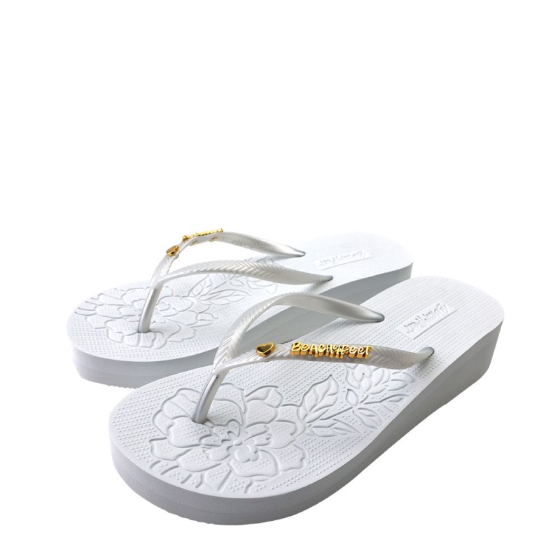 BeachyFeet Dames Flamencos FlipFlop Blanco (Verbouwing) 2 / 4