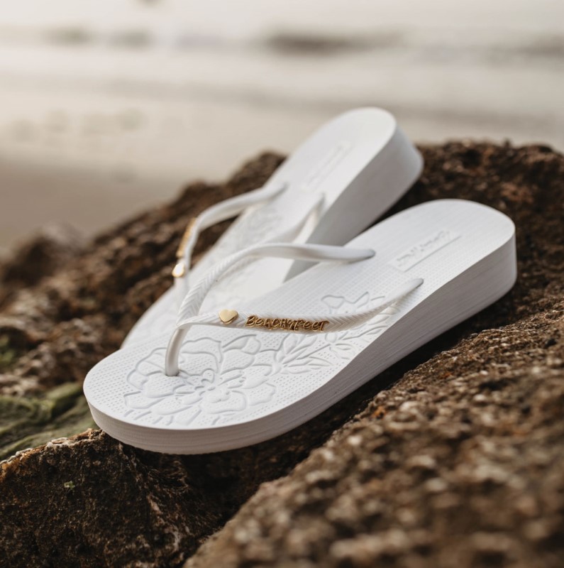 BeachyFeet Dames Flamencos FlipFlop Blanco (Verbouwing) 4 / 4