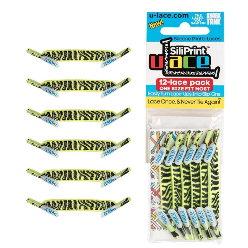 U-Laces Siliprint Neon Yellow Zebra 101886 1 / 2