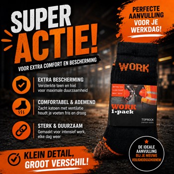 Top Rock Work Sok 1-pack zwart/oranje 1304 4 / 5