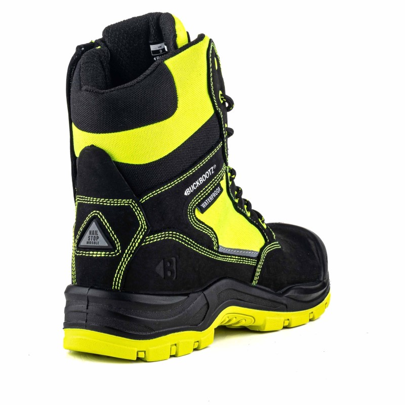 BuckBootz Schoen BVIZ1 Hoog S7S + KN Zwart/Geel 2 / 6