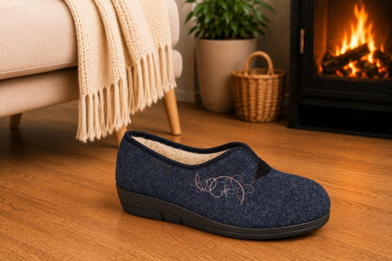 Fischer Dames Pantoffel 203528 Blauw 2 / 2