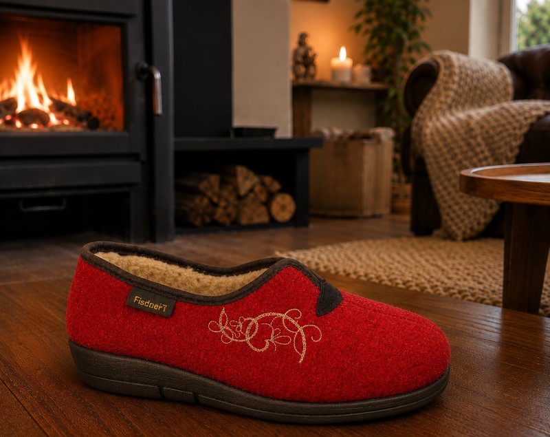Fischer Dames Pantoffel 203528 Rood 2 / 2