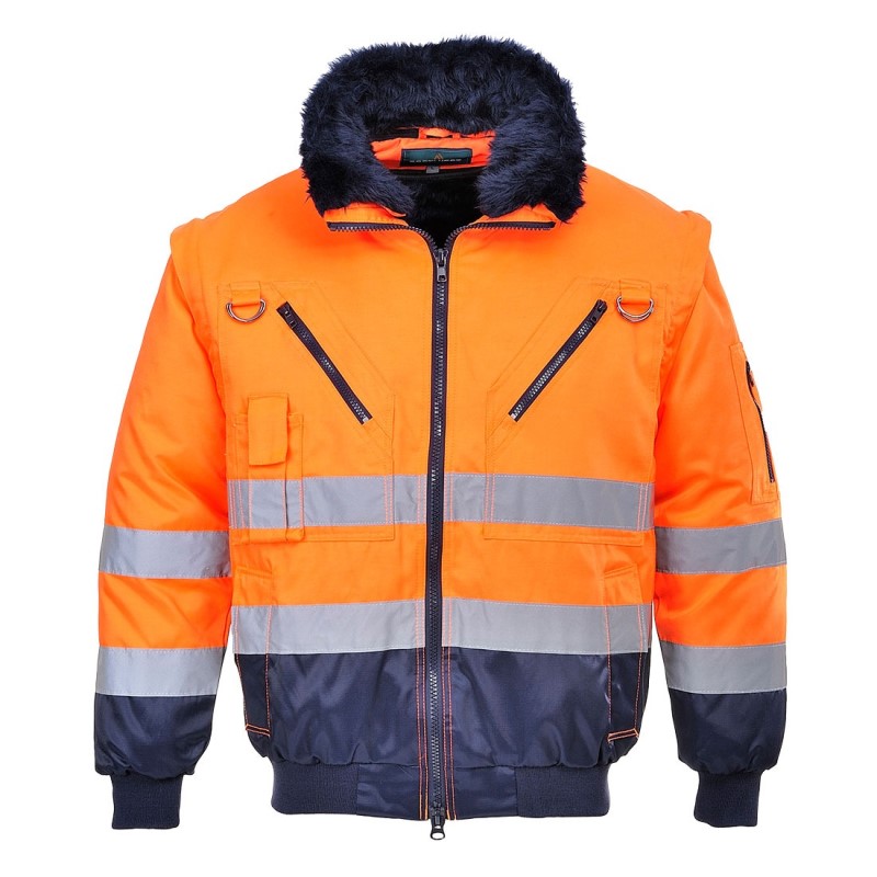 Portwest Hi-Vis 3 in 1 Contrast Pilot Jack PJ50 Oranje/Marine 1 / 2