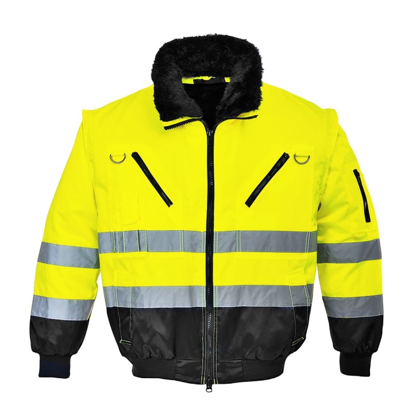 Portwest Hi-Vis 3 in 1 Contrast Pilot Jack PJ50 Geel/Zwart 1 / 2