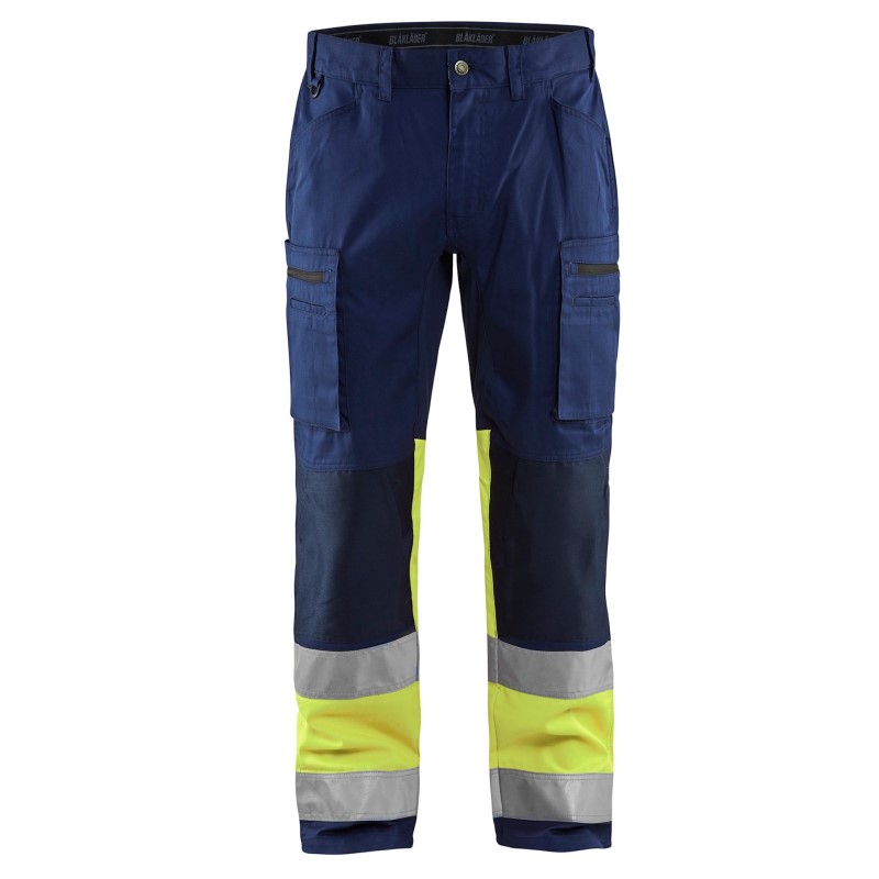Blaklader High Vis Werkbroek met Stretch 15511811 Marine/High Vis Geel 1 / 4