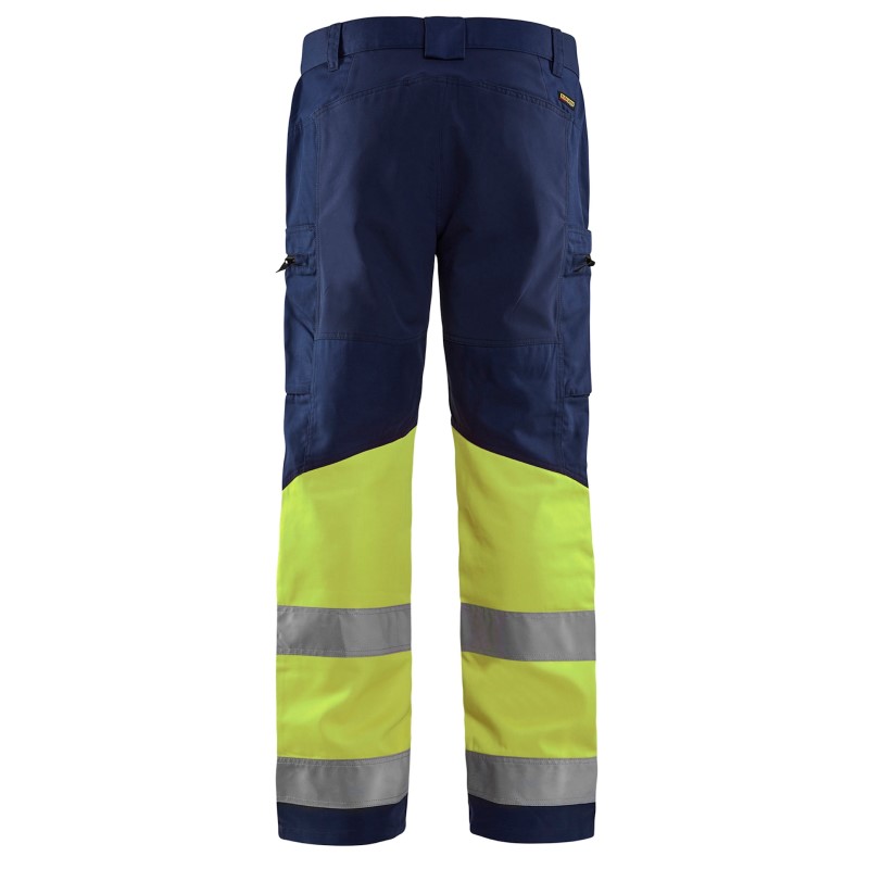 Blaklader High Vis Werkbroek met Stretch 15511811 Marine/High Vis Geel 2 / 4