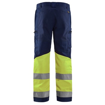 Blaklader High Vis Werkbroek met Stretch 15511811 Marine/High Vis Geel 2 / 4