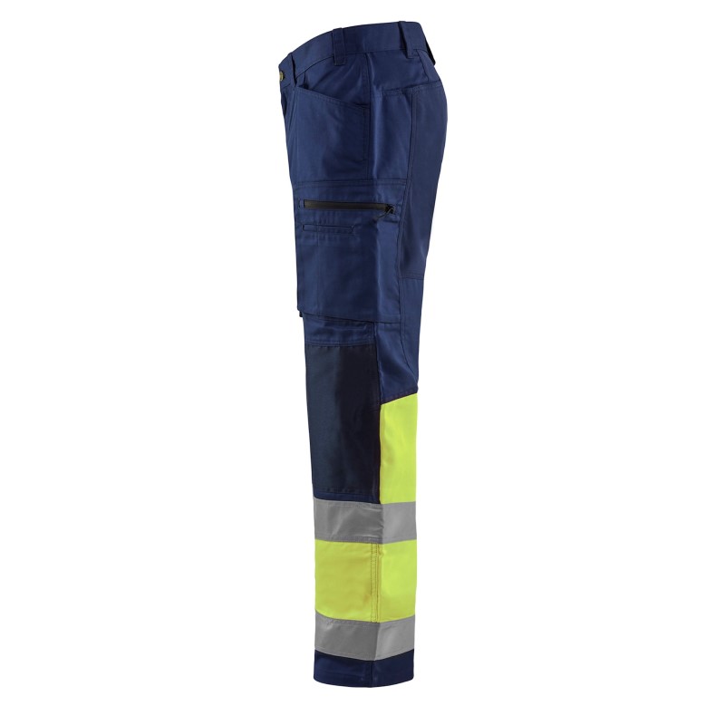 Blaklader High Vis Werkbroek met Stretch 15511811 Marine/High Vis Geel 3 / 4