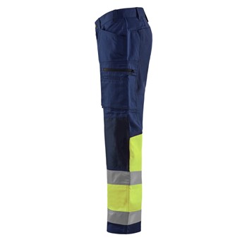 Blaklader High Vis Werkbroek met Stretch 15511811 Marine/High Vis Geel 3 / 4