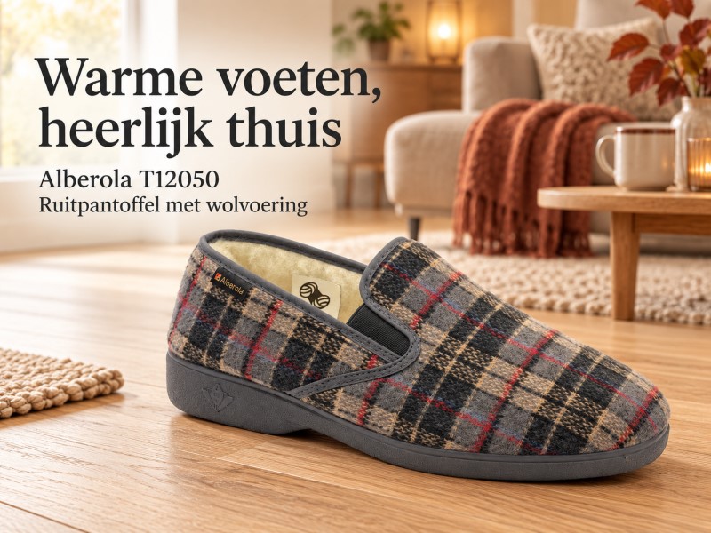 Alberola Pantoffel Wol Gevoerd Zwart T12050 (grote maten)  2 / 3
