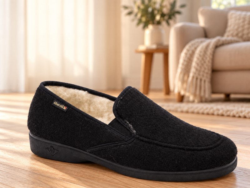 Alberola Pantoffel Wol Gevoerd Zwart T31330 (grote maten) 6 / 6