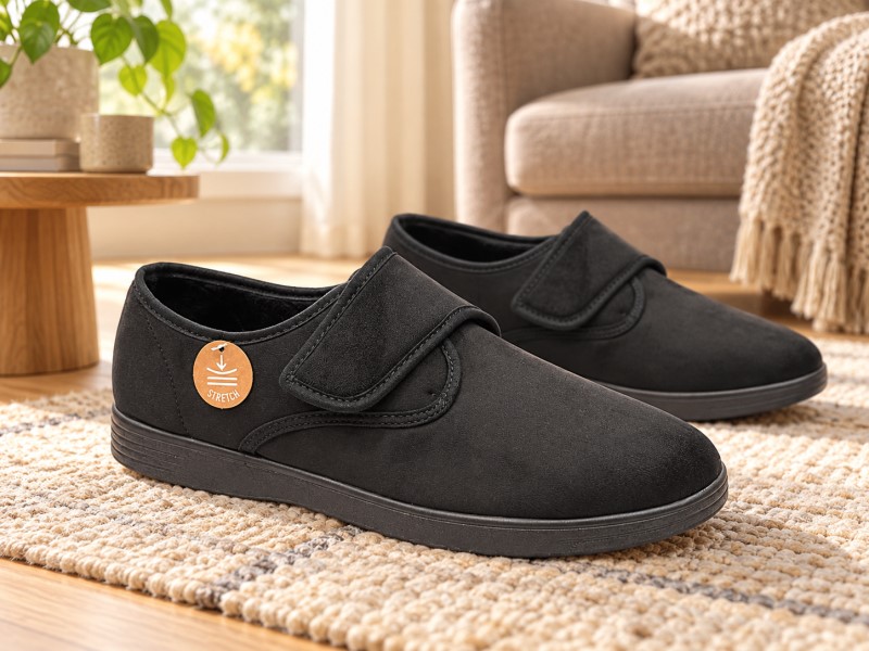 Neles Pantoffel Stretch Klitband Zwart 5500-1 2 / 3