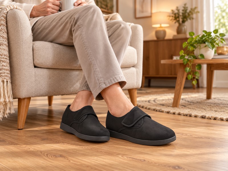 Neles Pantoffel Stretch Klitband Zwart 5500-1 3 / 3